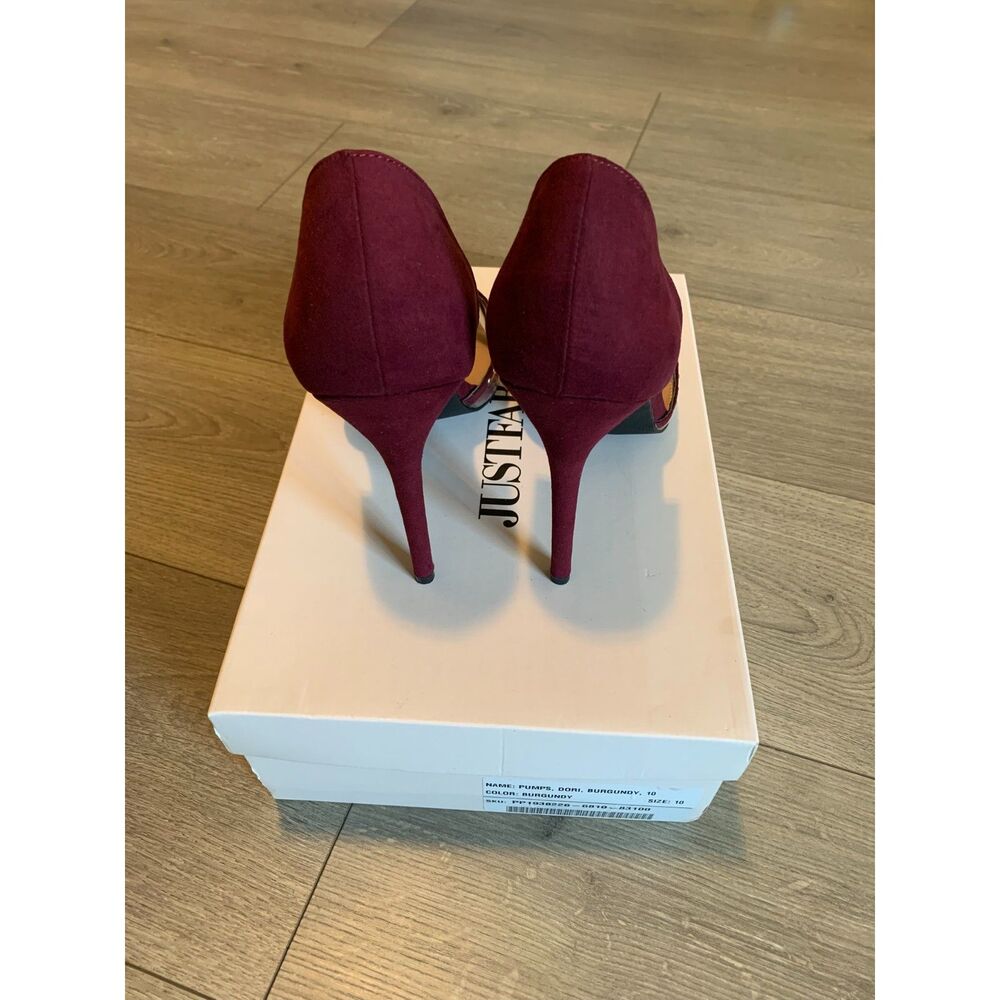 JustFab Burgundy Studded Strappy Stiletto Heels Pointed Toe Size 10 - Picture 7 of 7